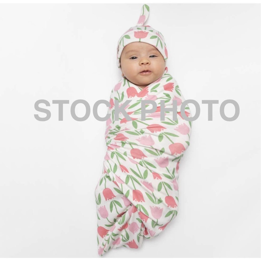 Monica + Andy Newborn Coming Home Blanket Swaddle Cuddle Flowers Hat New - Picture 3 of 5
